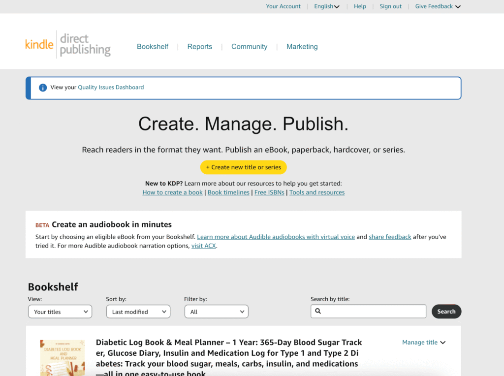 Amazon KDP self-publishing platform